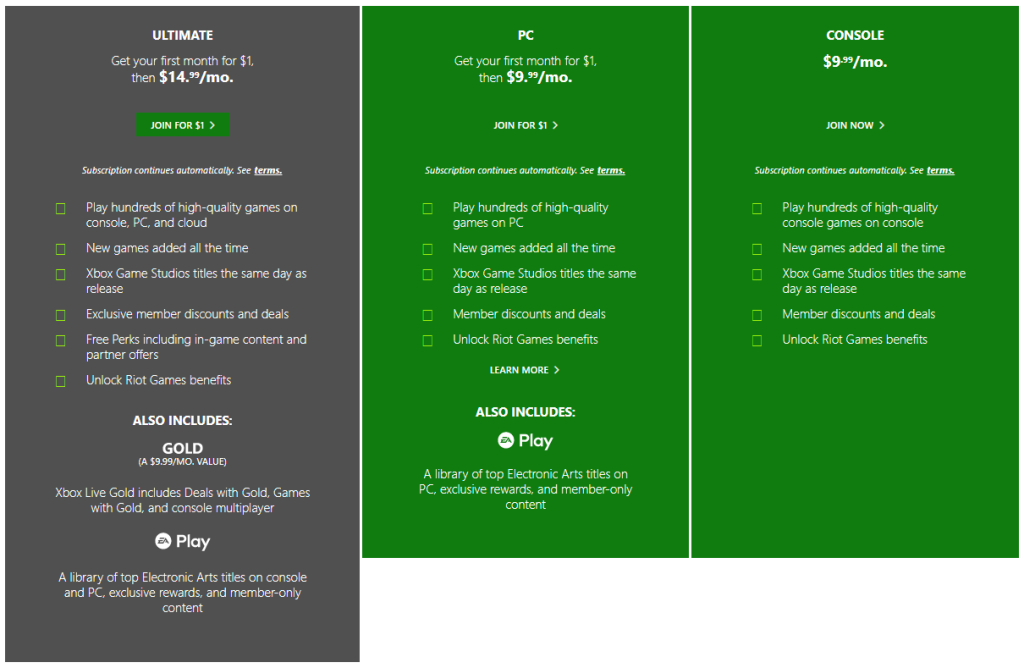 xbox game pass preturi
